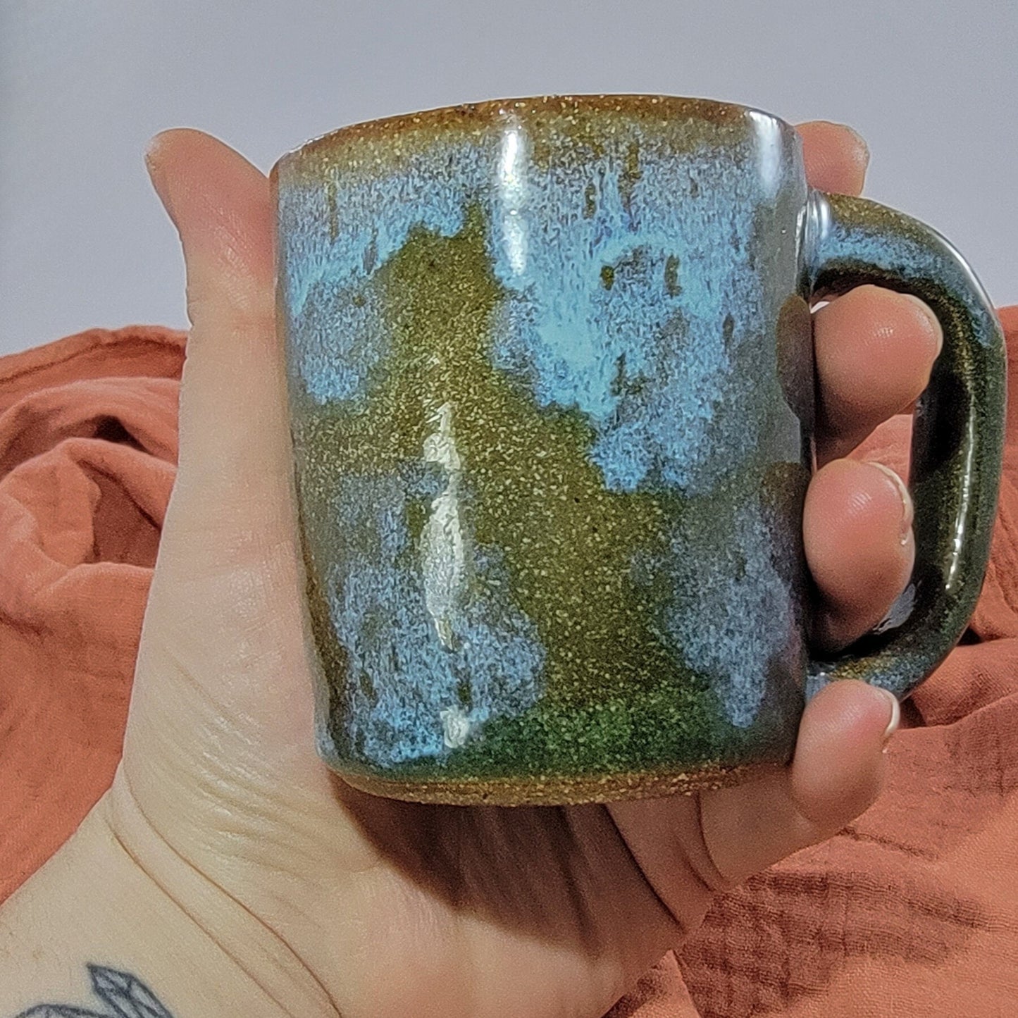 Blue polka dot mug