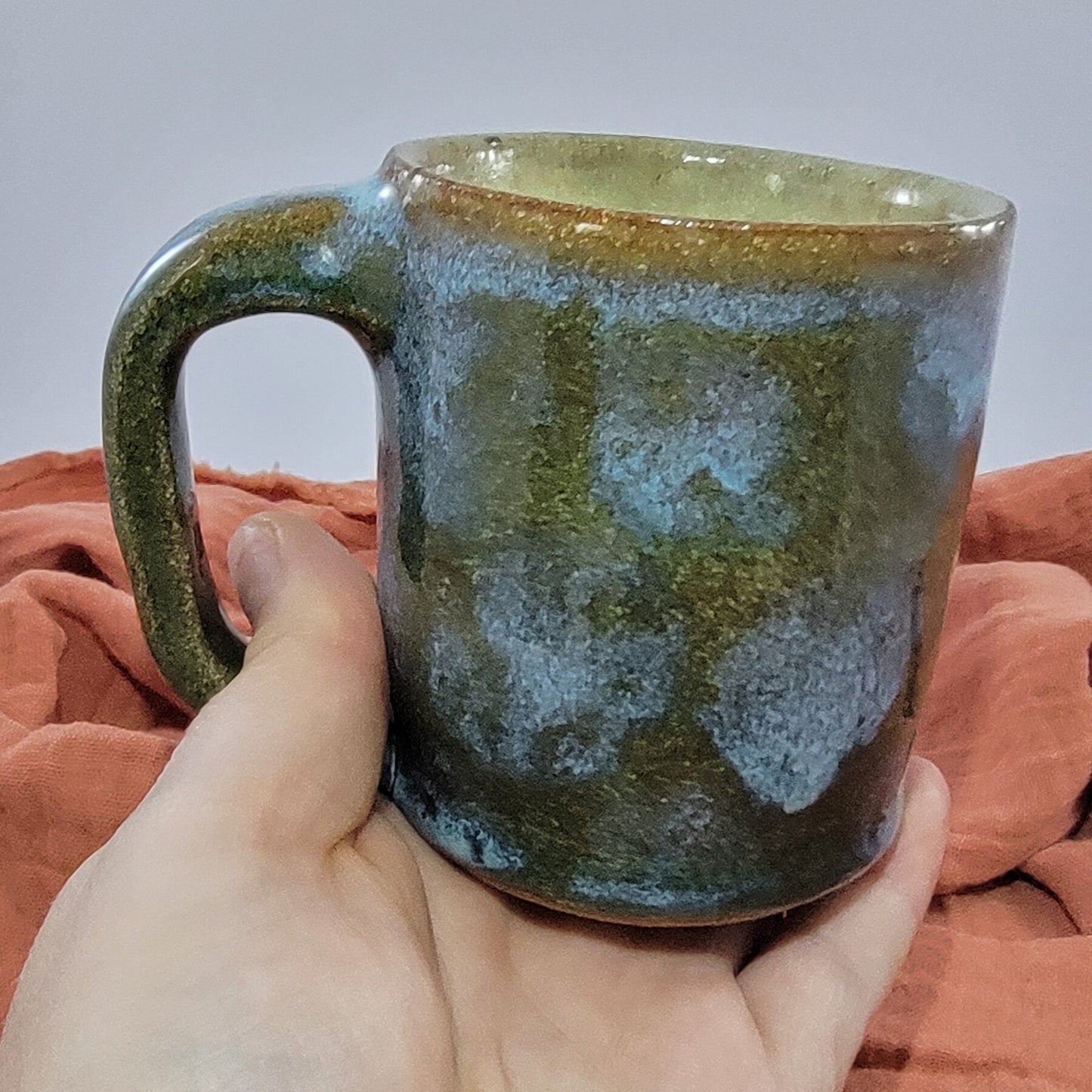 Blue polka dot mug